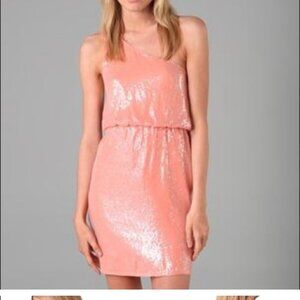 Size 6 Peach Sequin Alice and Olivia Mini Dress